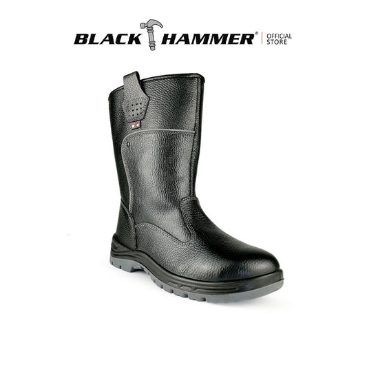Black Hammer Men High Cut Slip On Safety Shoes BH-501-SR - BLACK SAFE OUTLET