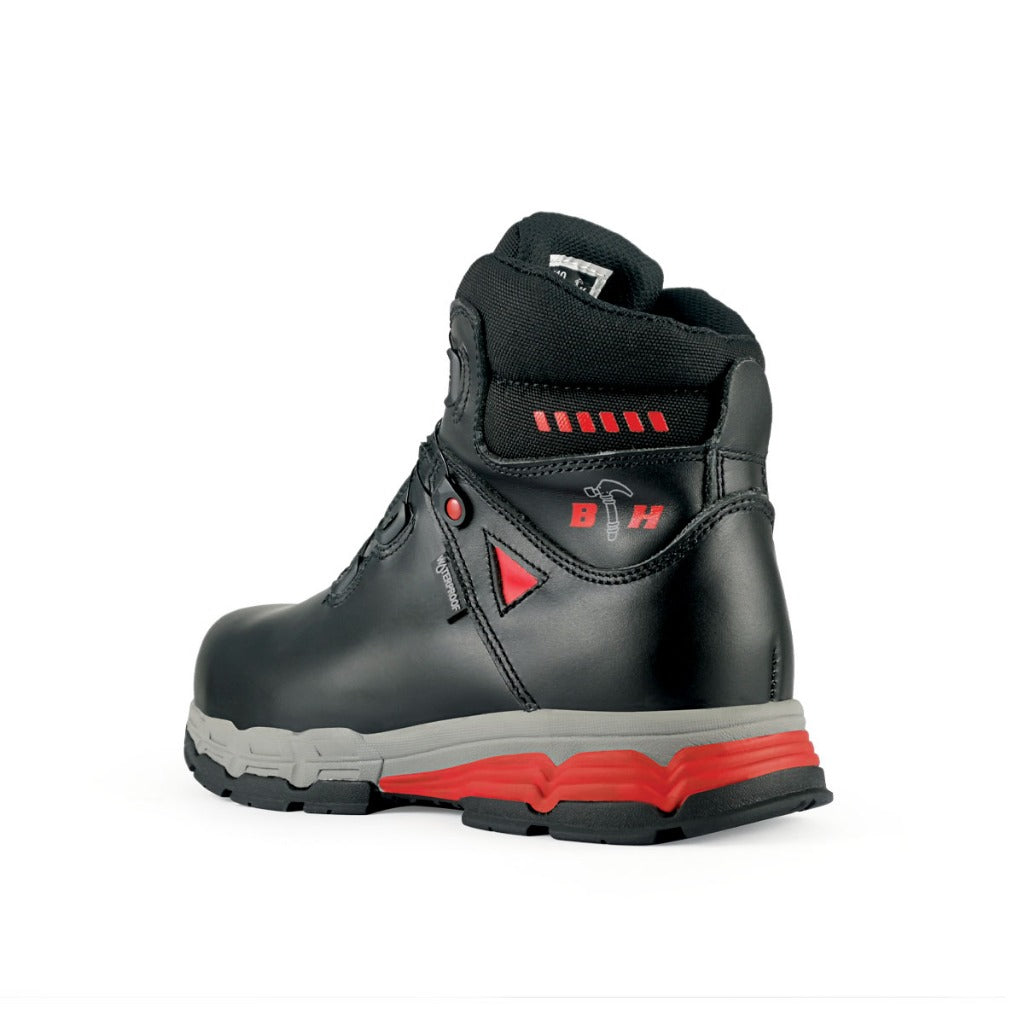 BLACK HAMMER Pro Series Men Waterproof Mid Cut with Fastlock Safety Shoe BH-1107-RS - BLACK SAFE OUTLET
