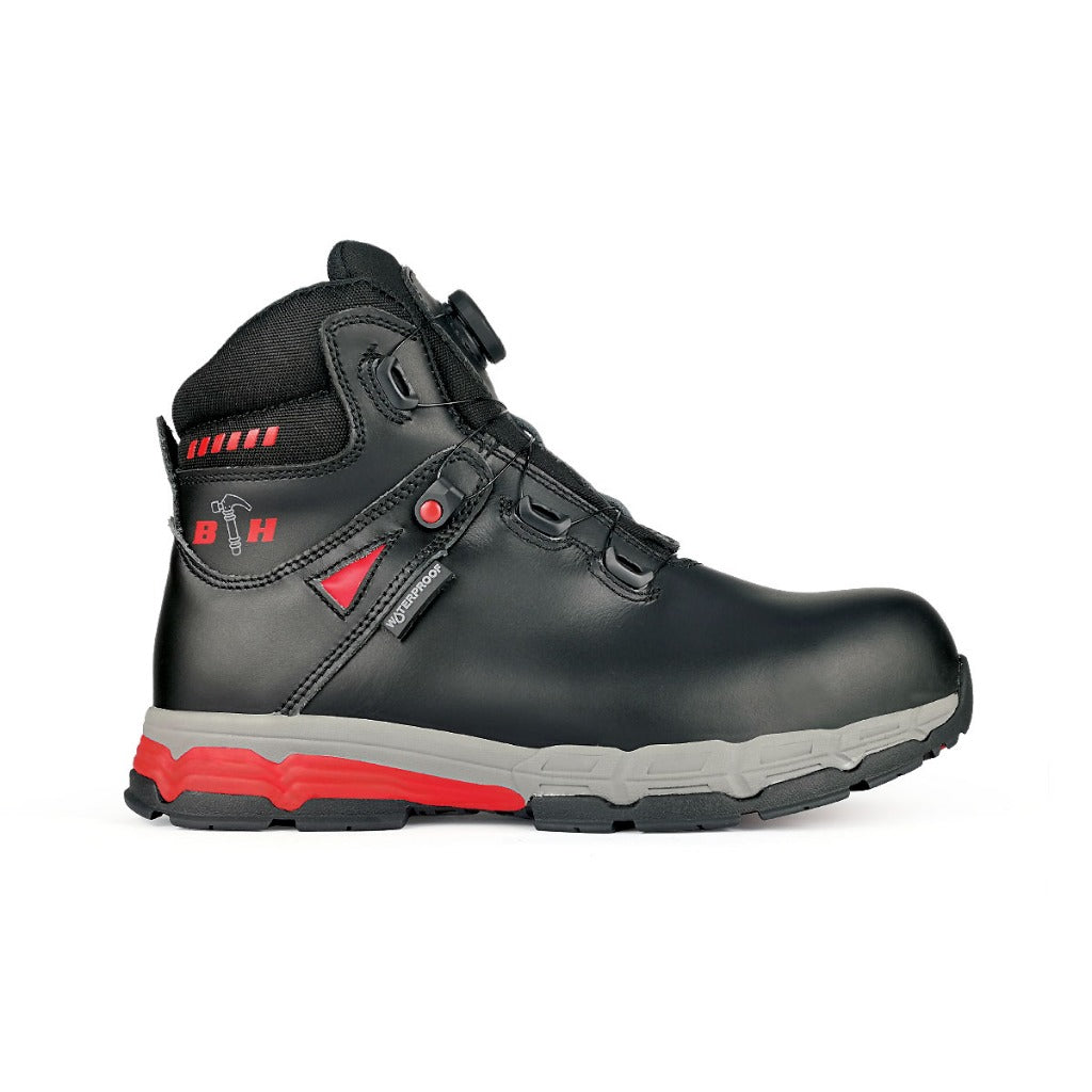 BLACK HAMMER Pro Series Men Waterproof Mid Cut with Fastlock Safety Shoe BH-1107-RS - BLACK SAFE OUTLET