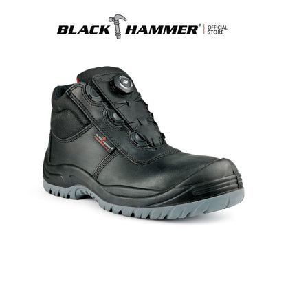 Black Hammer Men Mid Cut with Fastlock Safety Shoe BH-1509-BI - BLACK SAFE OUTLET