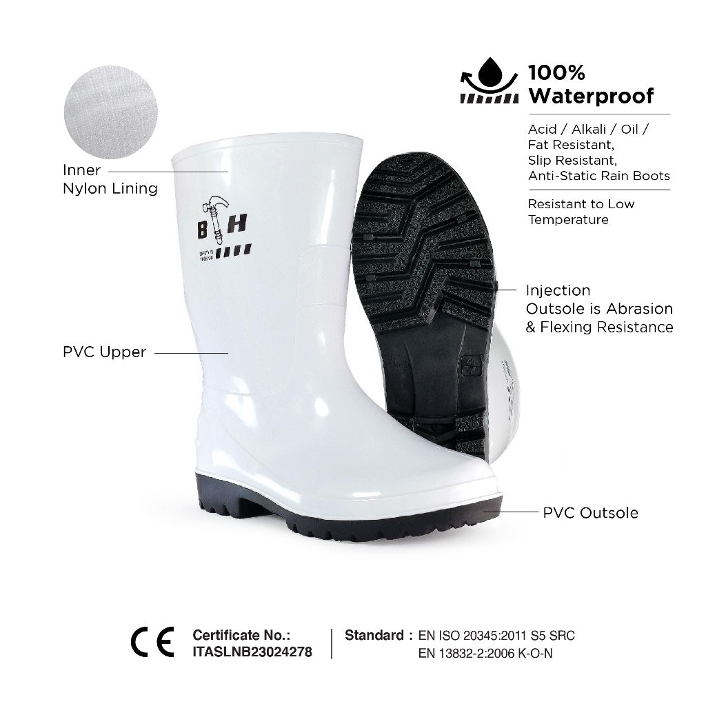 Black Hammer Safety Rain Boots 27cm BH(LL3)