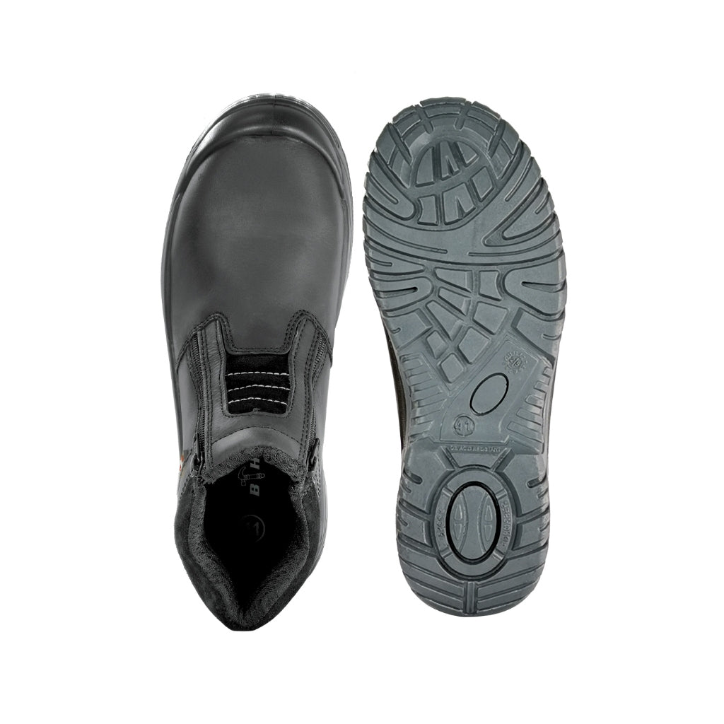 Black Hammer Men Mid Cut with Double Zip Waterproof Safety Shoe BH2993-791