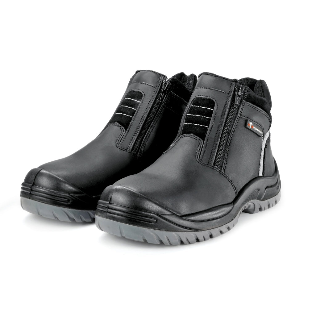 Black Hammer Men Mid Cut with Double Zip Waterproof Safety Shoe BH2993-791