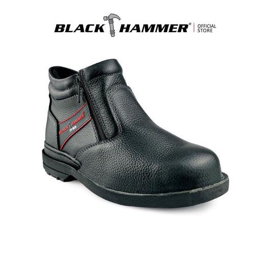 Black Hammer Men Mid Cut with Double Zip Safety Shoe BHS26618 - BLACK SAFE OUTLET