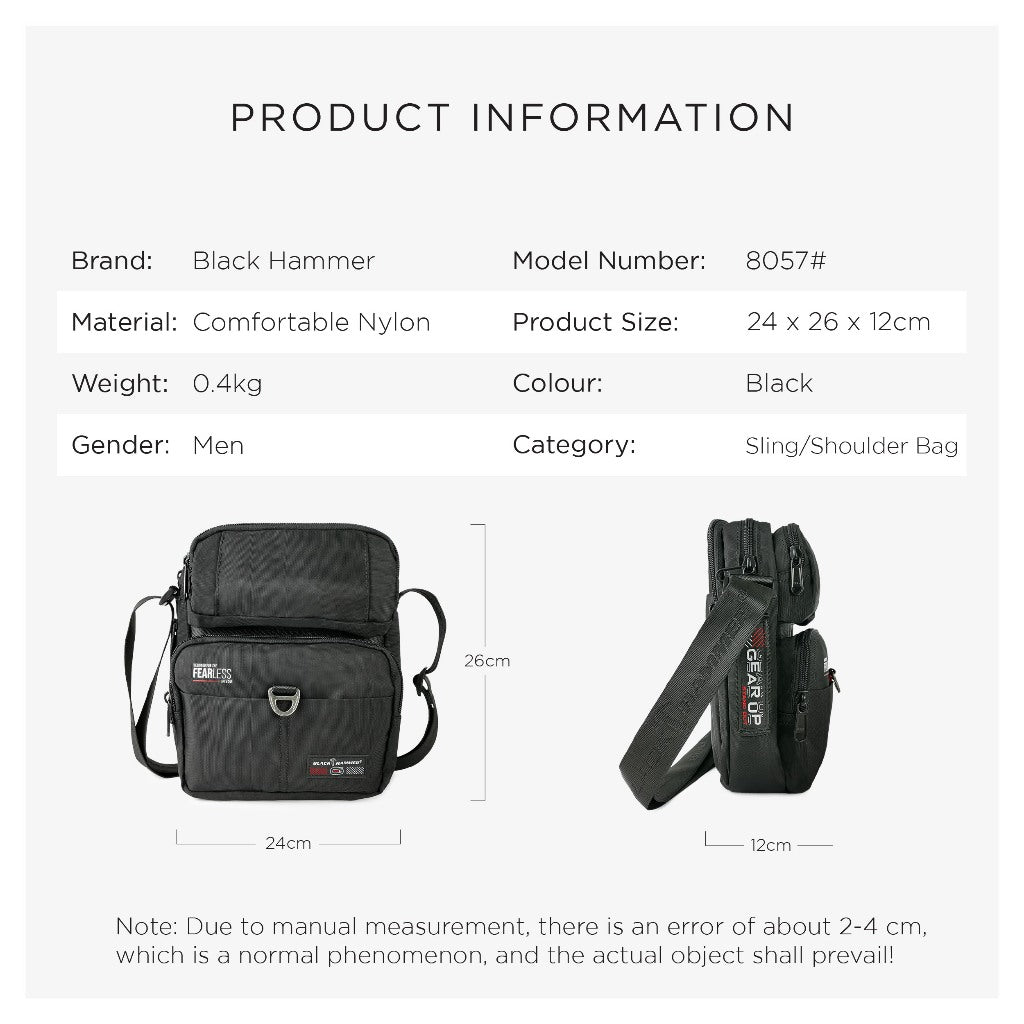 Black Hammer Men Sling Bag 8057