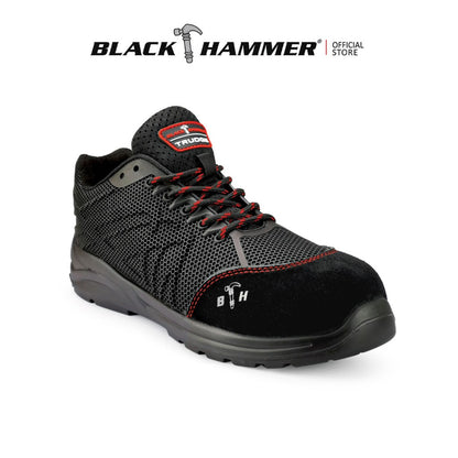 A Black Hammer Sport Series men's safety shoe (BH2016-008) in a three-quarter view, showing its low-cut athletic design and modern KPU and leather upper.