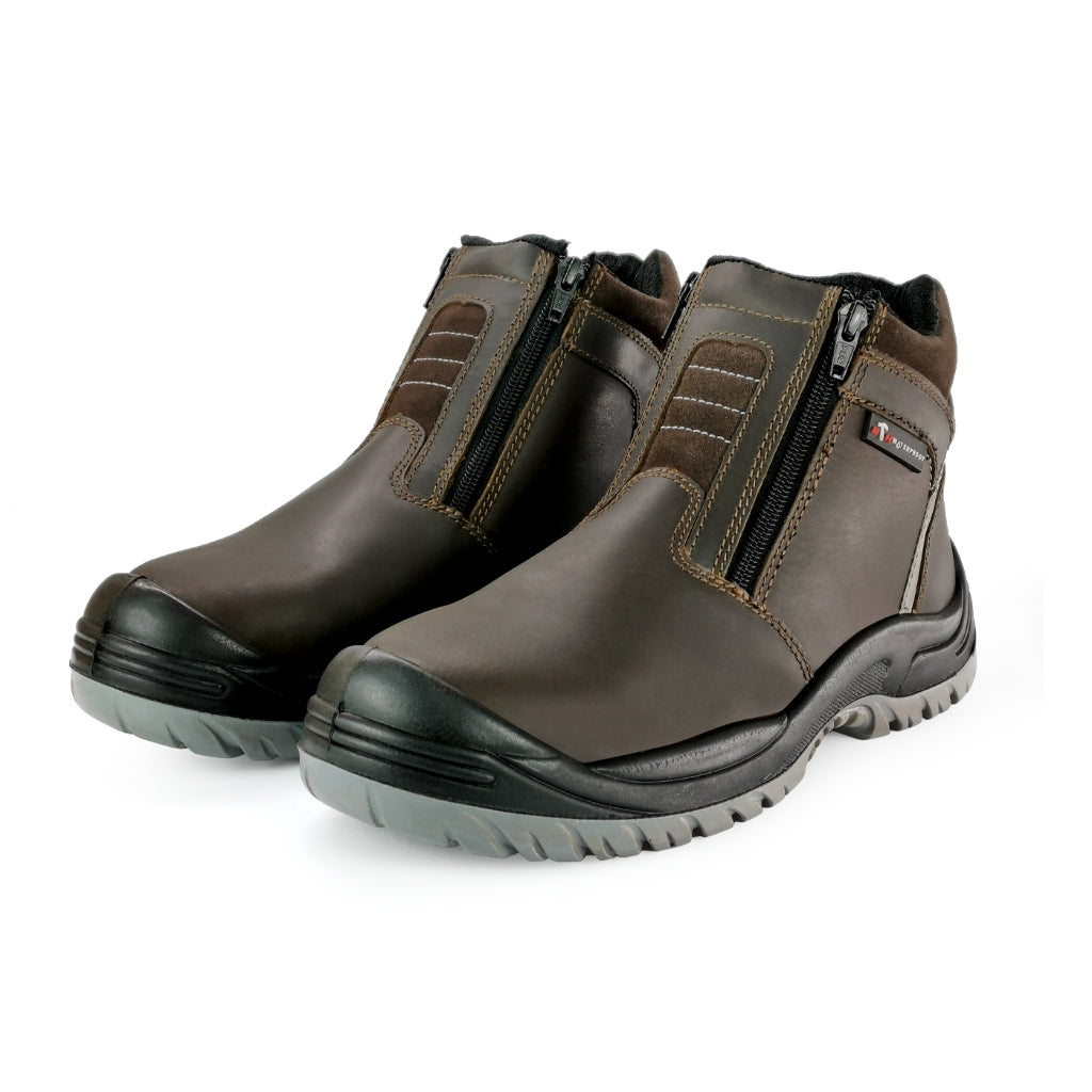Black Hammer Men Mid Cut with Double Zip Waterproof Safety Shoe BH2993-791