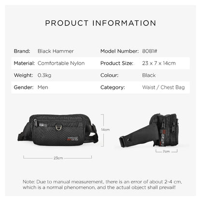 Black Hammer Men Waist Bag 8081
