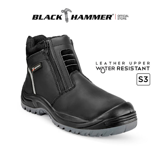 Black Hammer Men Mid Cut with Double Zip Waterproof Safety Shoe BH2993-791