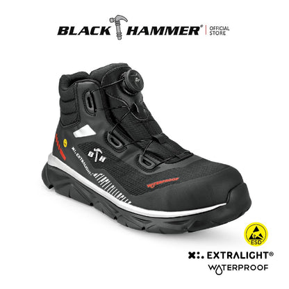 BLACK HAMMER Pro Series Men Mid Cut Waterproof ESD Extralight Safety Shoe BHS-22004