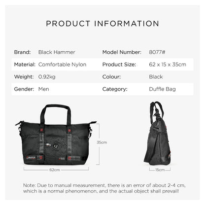 Black Hammer Men Duffle Gym Bag 8077