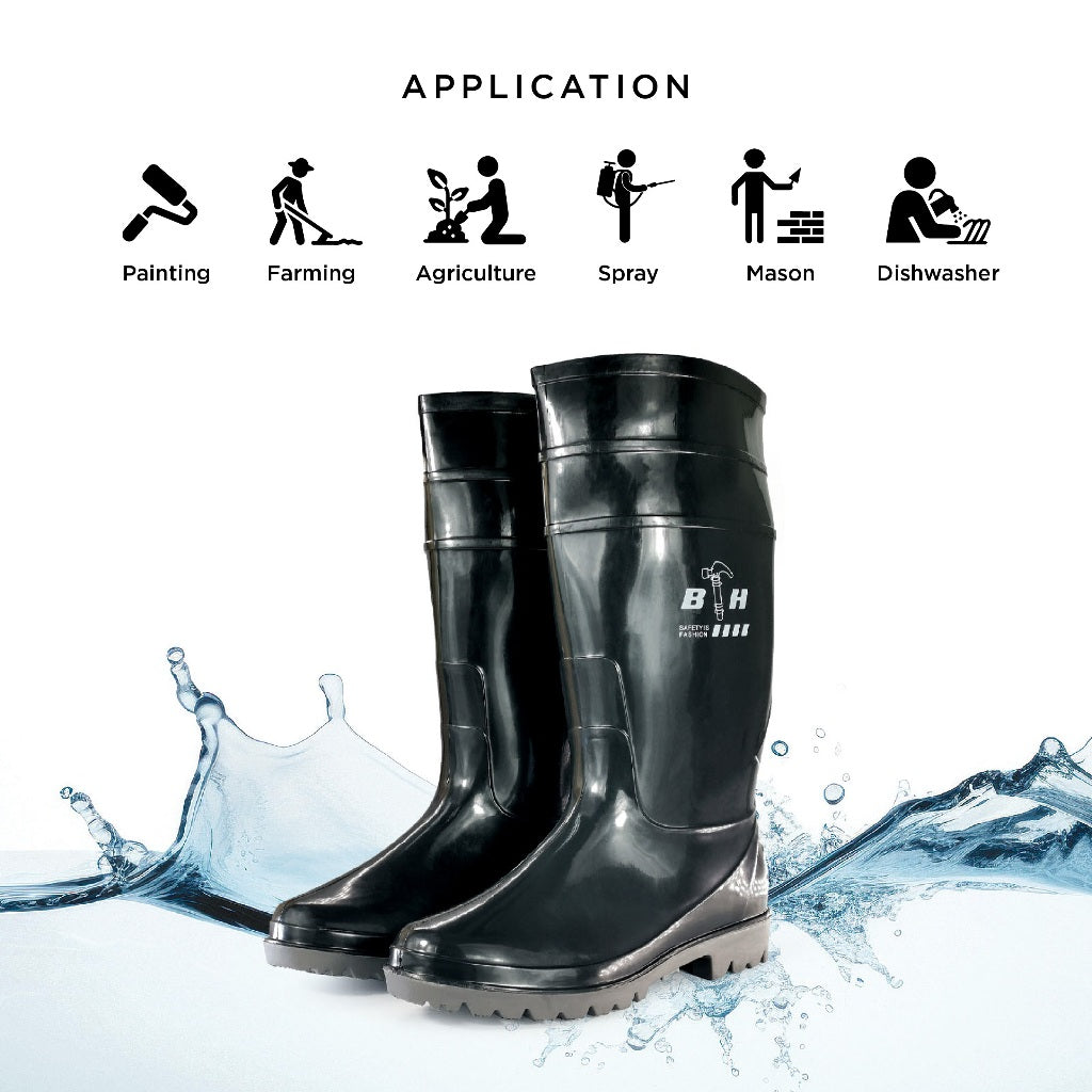 Black Hammer Safety Rain Boots 35cm BH(LL4)