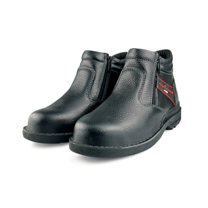 Black Hammer Men Mid Cut with Double Zip Safety Shoe BHS26618 - BLACK SAFE OUTLET