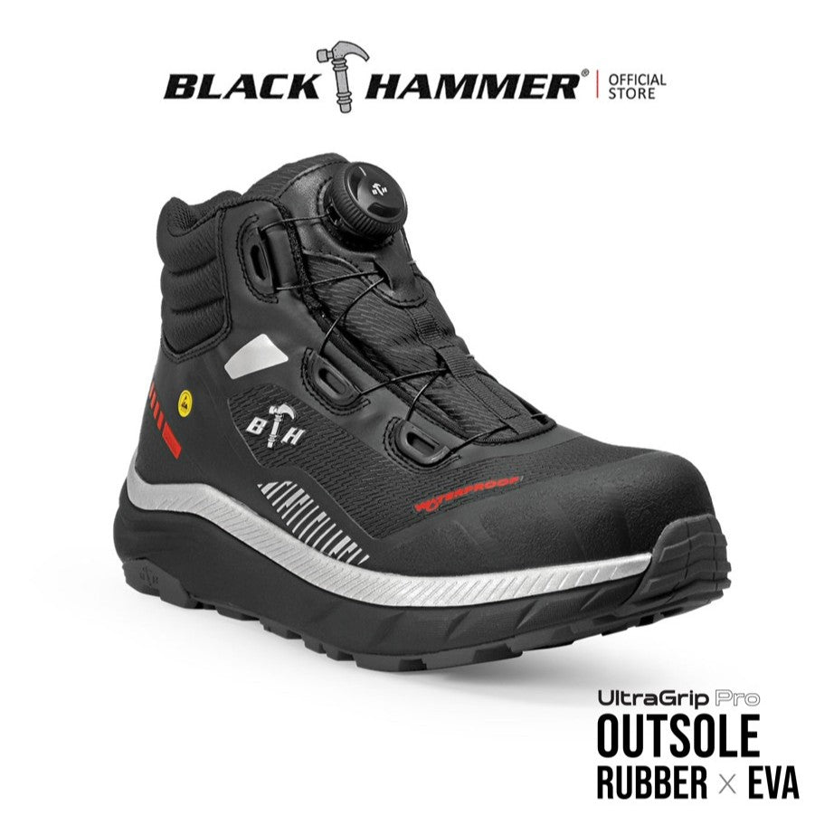 Black Hammer Pro Series Men Mid Cut Waterproof ESD Extralight Safety Shoe BHS-22004
