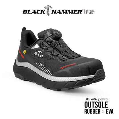 BLACK HAMMER Pro Series Men Low Cut Waterproof ESD Extralight Safety Shoe BHS-22003