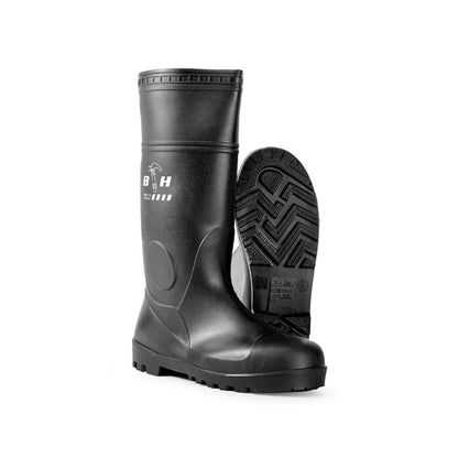 Black Hammer Safety Rain Boots 35cm with Steel Toe Cap and Steel Midsole BH(LL2) Black
