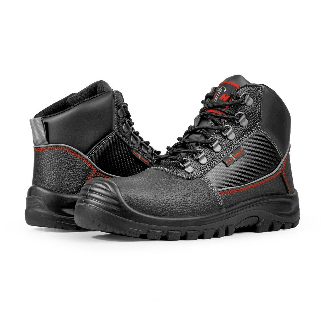 Black Hammer Men Mid Cut with Shoelace Safety Shoes BHS-201610