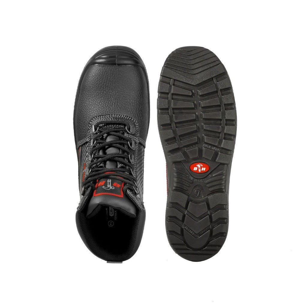 Black Hammer Men Mid Cut with Shoelace Safety Shoes BHS-201610