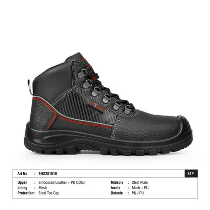Black Hammer Men Mid Cut with Shoelace Safety Shoes BHS-201610