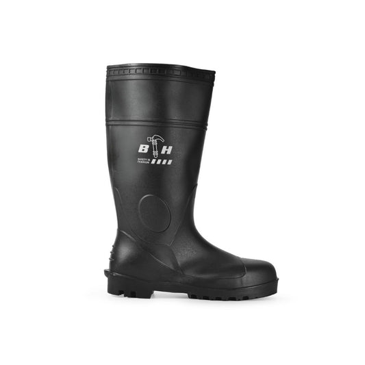 Black Hammer Safety Rain Boots 35cm with Steel Toe Cap and Steel Midsole BH(LL2) Black