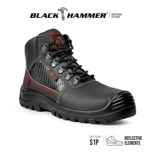 Black Hammer Men Mid Cut with Shoelace Safety Shoes BHS-201610