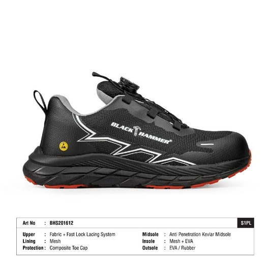 Black Hammer Low Cut with Fastlock ESD Safety Shoe BHS-201612