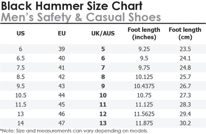 Black Hammer Men Low Cut with Shoelace Safety Shoes BH-1502-BI - BLACK SAFE OUTLET