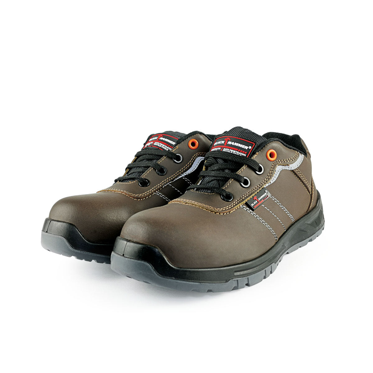 Black Hammer Men Low Cut with Shoelace Safety Shoes BH-1502-BI - BLACK SAFE OUTLET