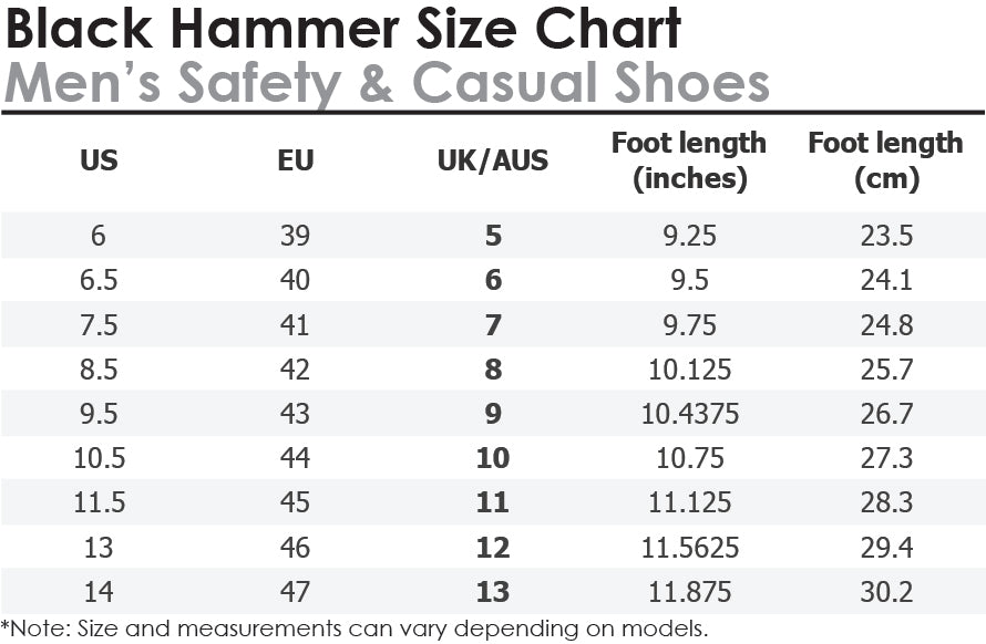 Black Hammer Men Mid Cut Lightweight Lace-up Waterproof Safety Shoes BH-1504-BI
