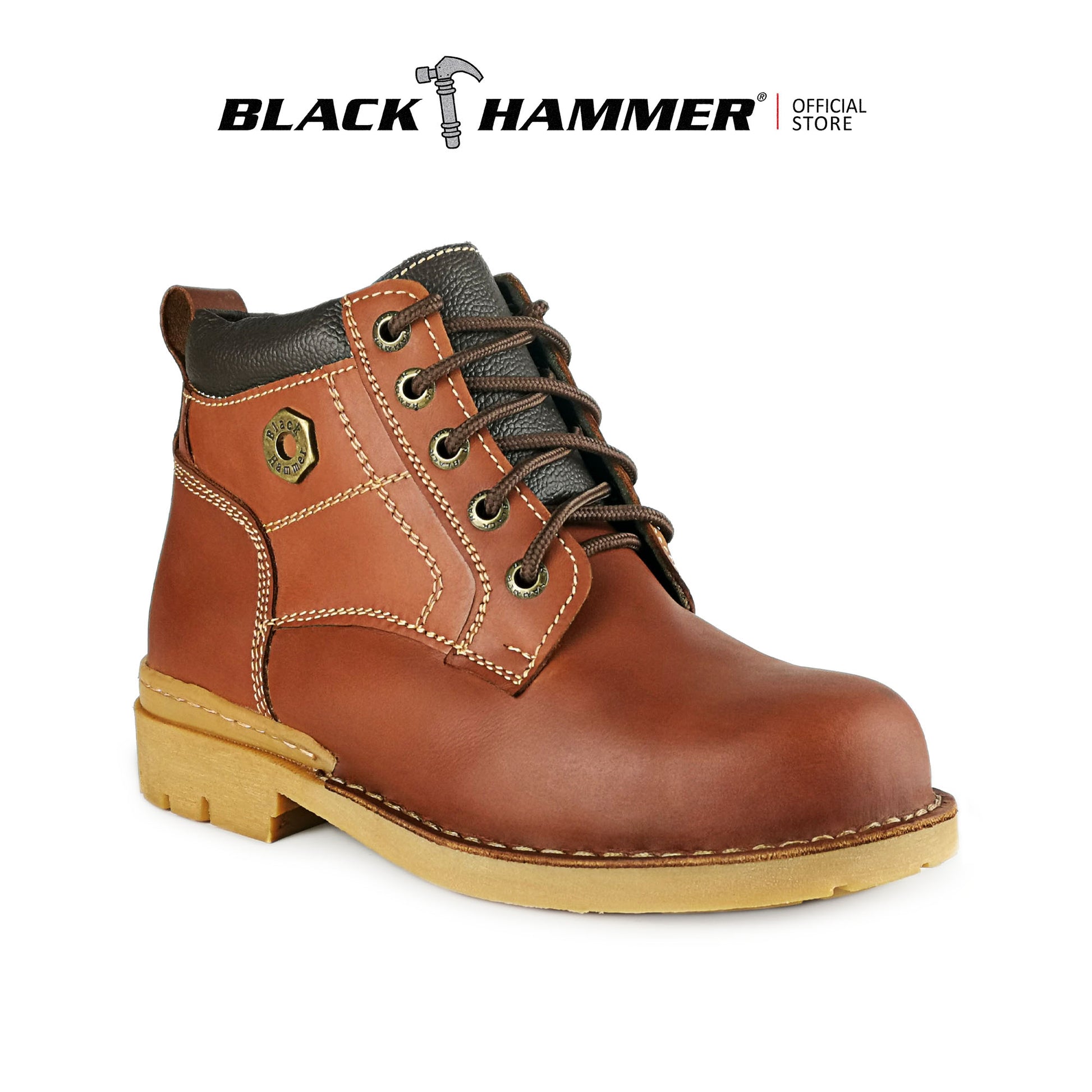 Black Hammer Men 4000 Series Mid Cut Safety Shoes BH 4893 - BLACK SAFE OUTLET
