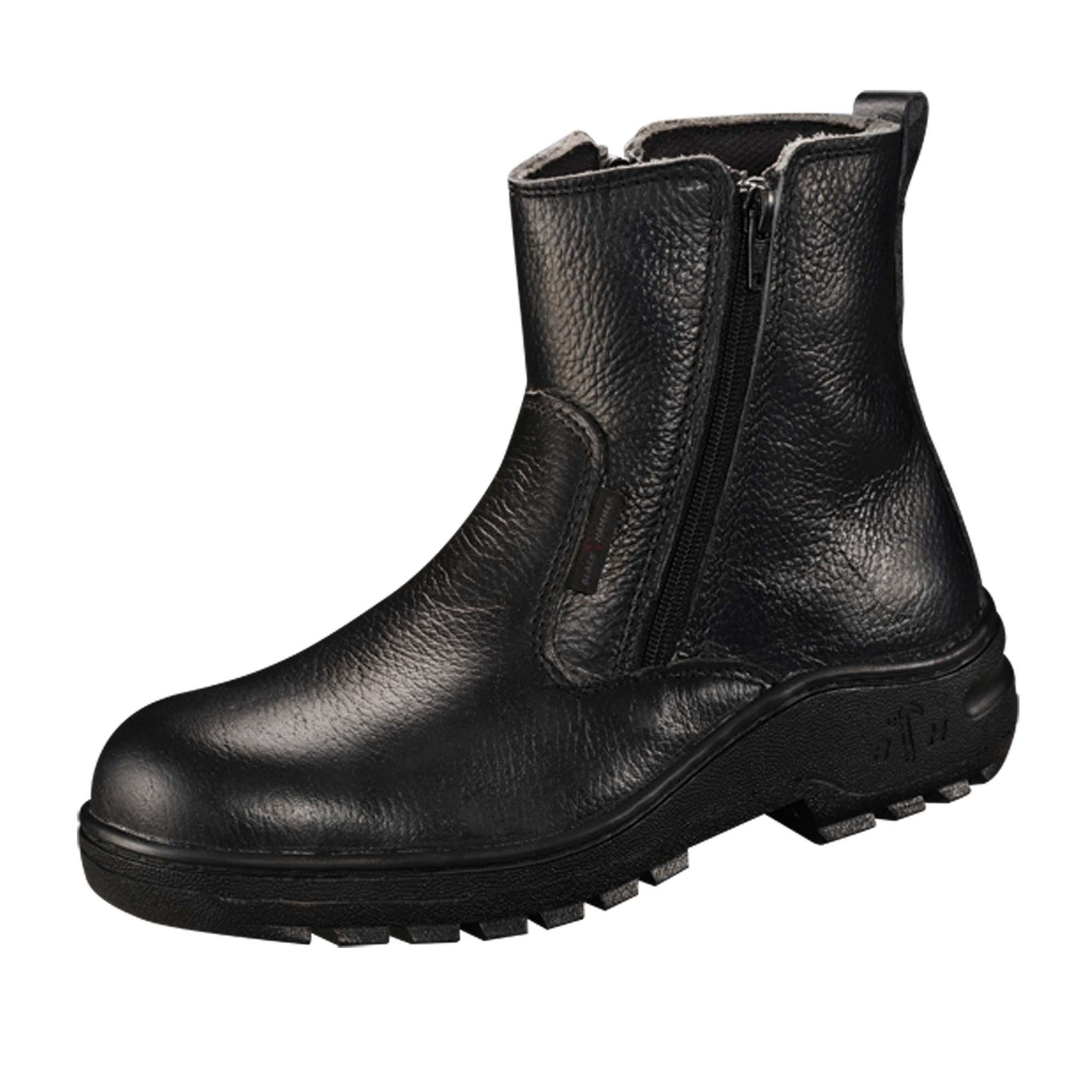 Black Hammer Men 2000 Series BH 2333- All Black & Double Zip Mid Cut Men Safety Shoes, SIRIM & DOSH Approved Safety Shoes