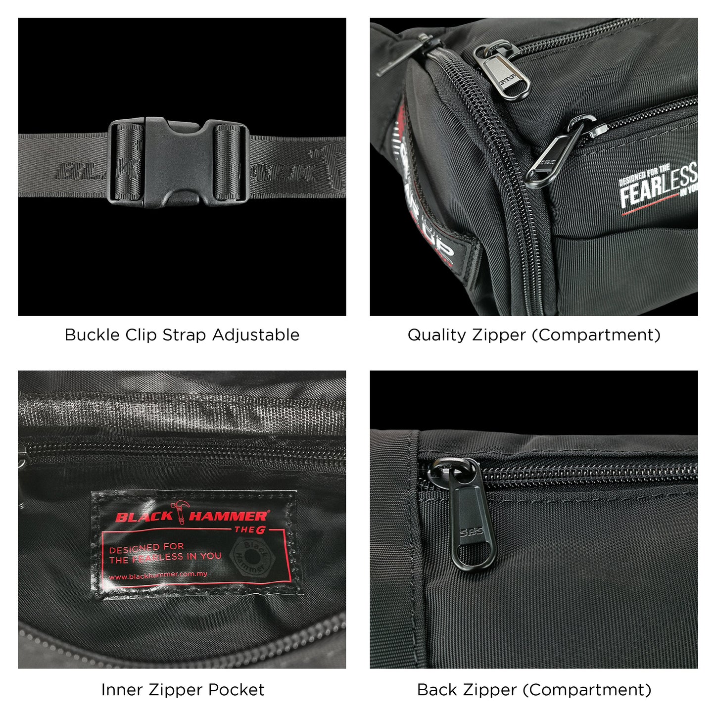 Black Hammer Men Waist Bag 8076