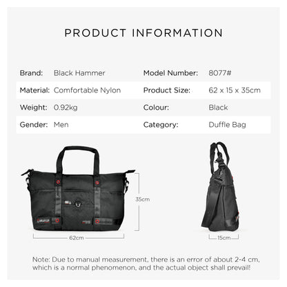 Black Hammer Men Duffle Gym Bag 8077