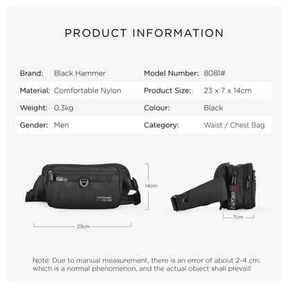 Black Hammer Men Waist Bag 8081