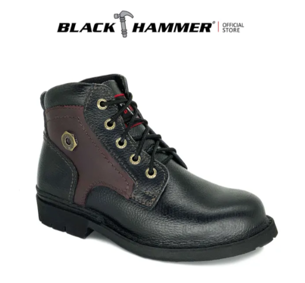Black Hammer Men 4000 Series Mid Cut Safety Shoes BH4683 - BLACK SAFE OUTLET
