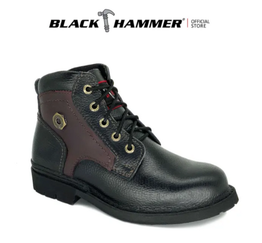 Black Hammer Men 4000 Series Mid Cut Safety Shoes BH4683 - BLACK SAFE OUTLET