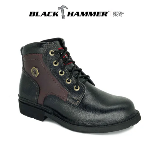 Black Hammer Men 4000 Series BH 4683 MidCut Lace Up Oil-Resistant Genuine Leather safety  shoes