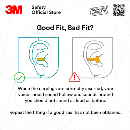3M™ 1271 Reusable Earplugs /Corded/ SNR 26 dB/ DOSH SIRIM [1 Pair]