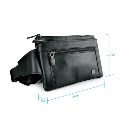 Black Hammer Men Genuine Leather Waist Bag RG9805