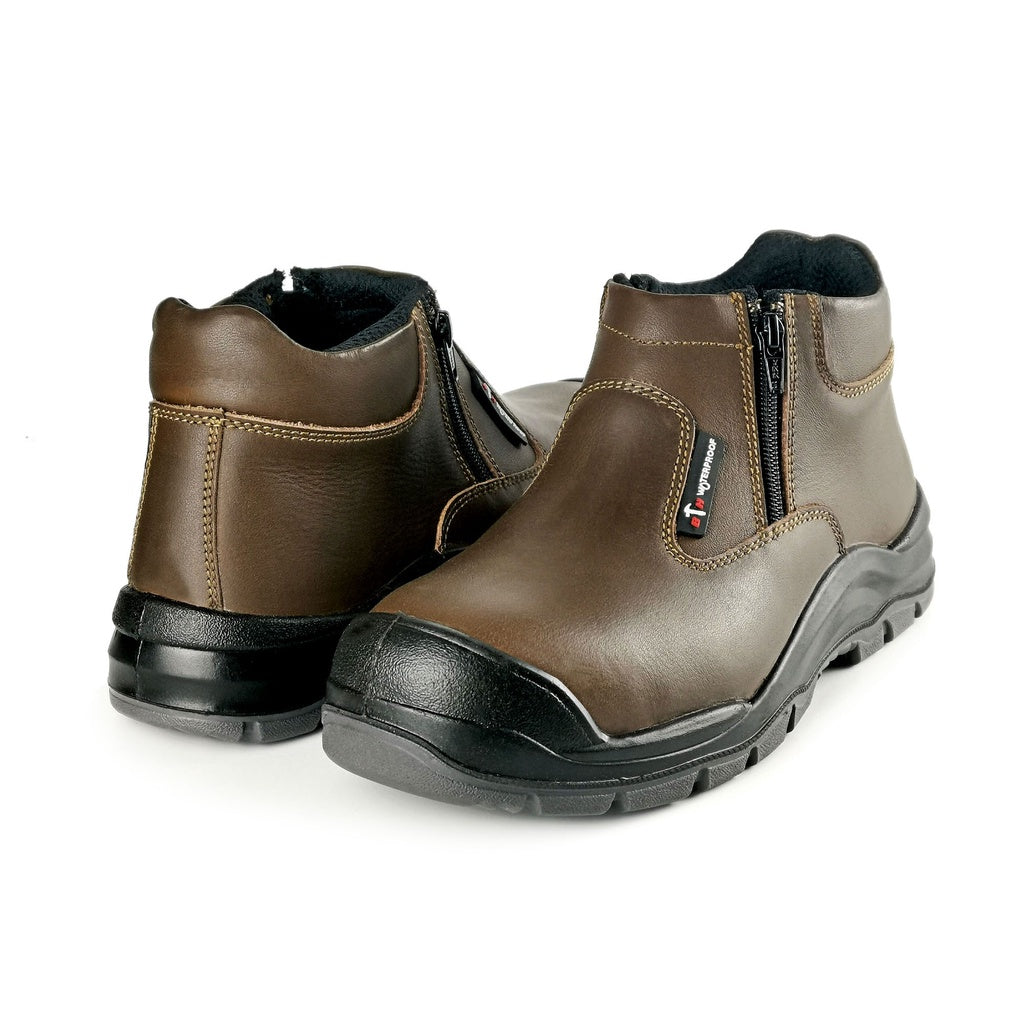 Black Hammer Men WATERPROOF Mid Cut with Double Zip Safety Shoes BH1201