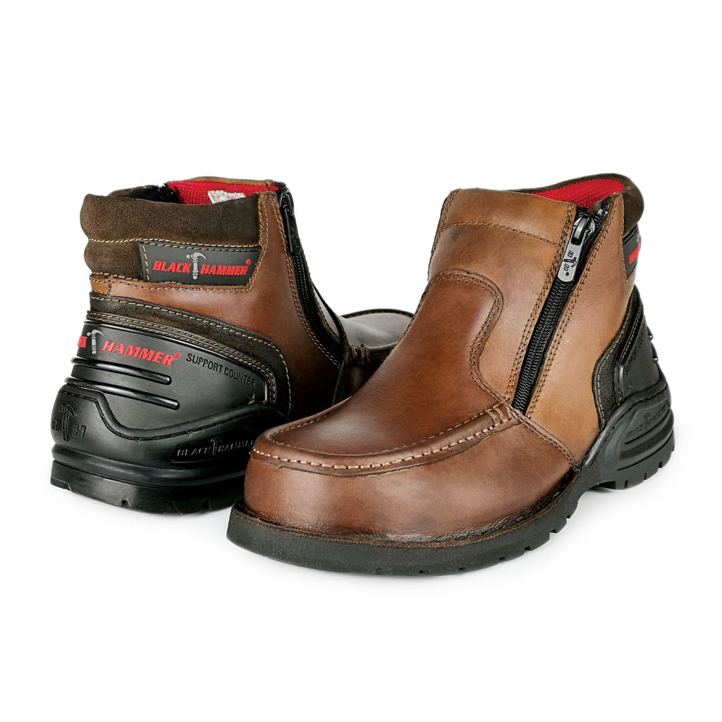 Black Hammer Men 5000 Series Mid Cut with Double Zip Safety Shoes BH5106