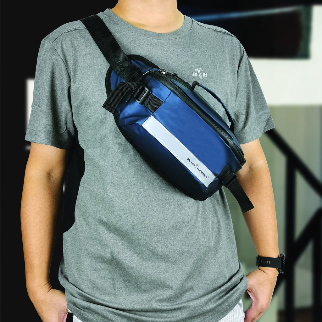 Black Hammer Men Water Resistant Waist Bag RG014 - BLACK SAFE OUTLET