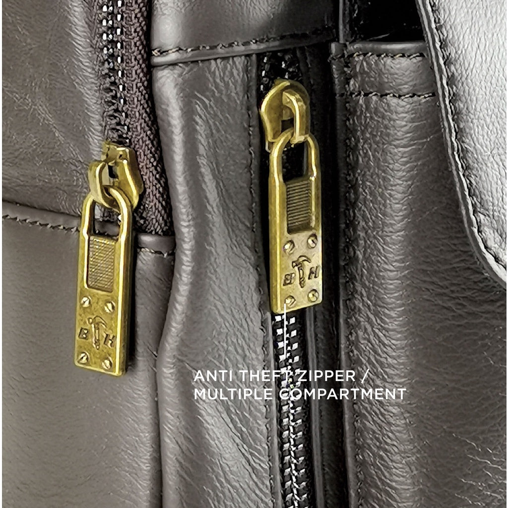 Black Hammer Men Genuine Leather Chest Bag RG8031 - BLACK SAFE OUTLET