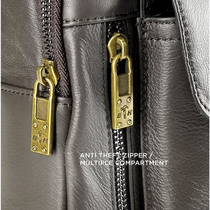 Black Hammer Men Genuine Leather Chest Bag RG8031 - BLACK SAFE OUTLET