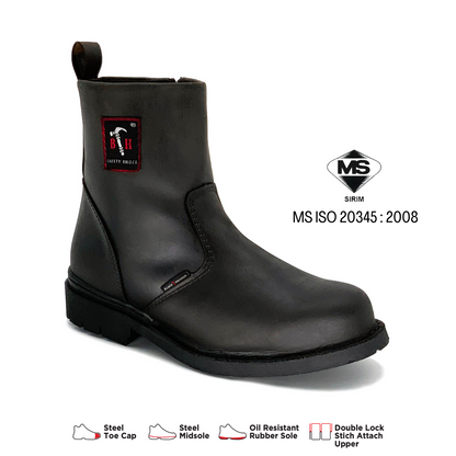 Black Hammer 4000 Series Mid Cut Safety Shoes BH4664 (SIRIM APPROVED) - BLACK SAFE OUTLET