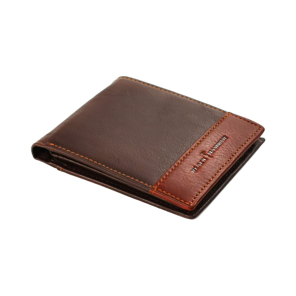 Black Hammer Genuine Leather Fold Over Wallet with Flip BHW002