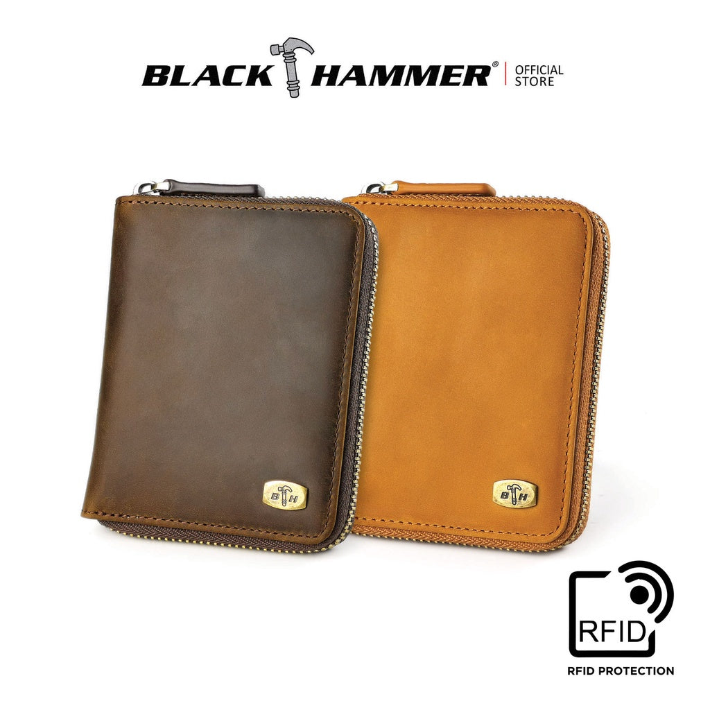 Black Hammer Men Genuine Leather Ziparound Wallet RG103