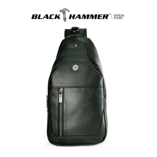 Black Hammer Men Genuine Leather Chest Bag RG018 - BLACK SAFE OUTLET