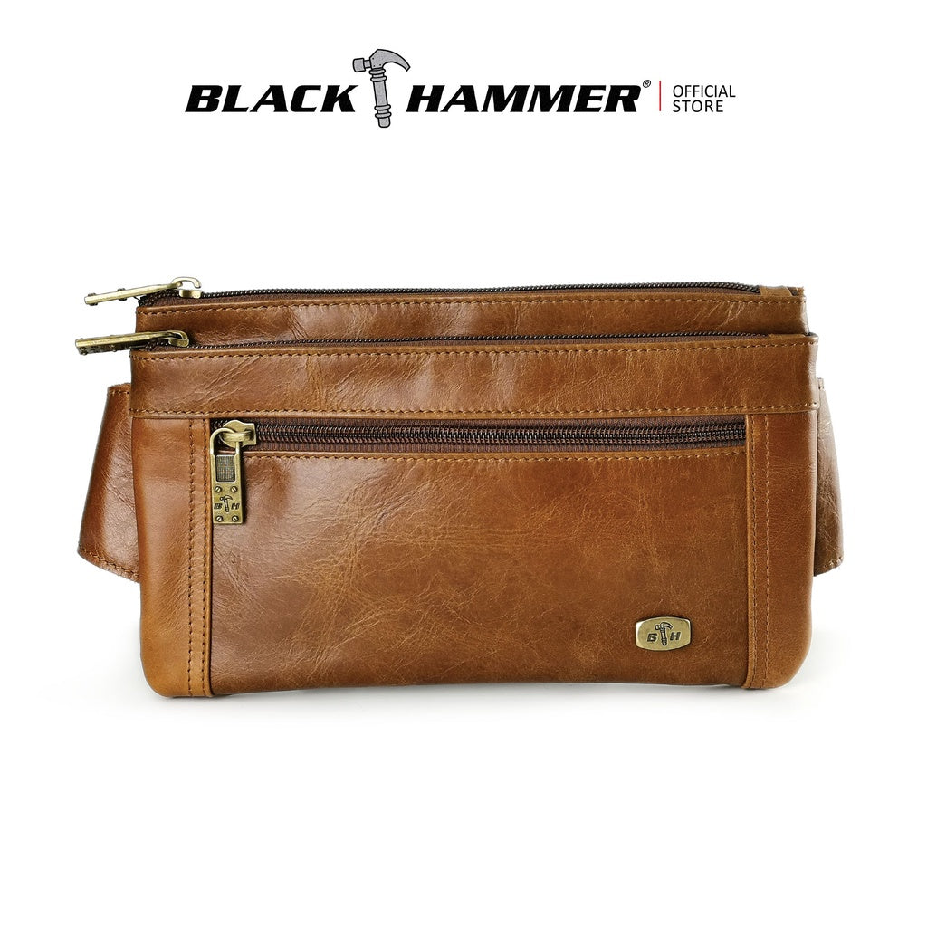 Black Hammer Men Genuine Leather Waist Bag RG9805