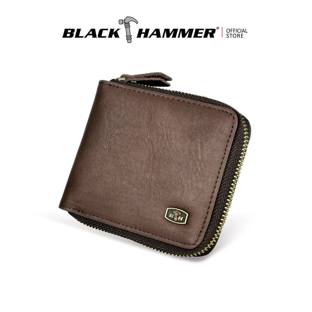 Black Hammer Men Genuine Leather Ziparound Bi-Fold Wallet BHW23007